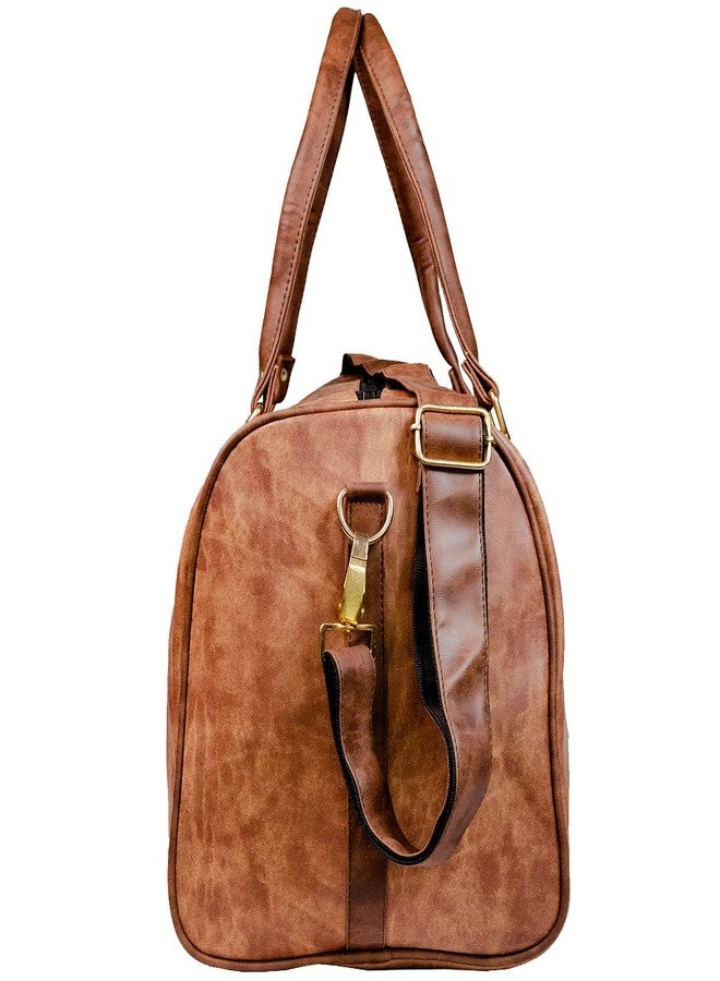 Man Arden The Rigid Replica PVC Leather Travel Dual Tone Duffle Bag for Weekend Trip, Cabin Luggage, Gym & Sports (Dusk & Coffee) - Image 5